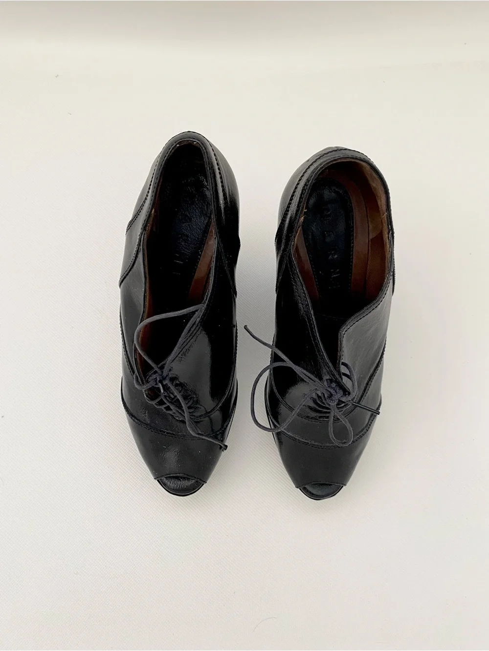 Marni Peep-Toe Oxford Lace Up Wedge